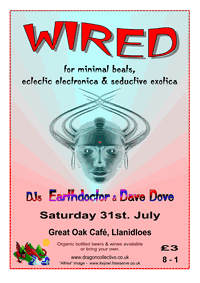 flier for our Wired night in the Great Oak Café, Llanidloes on 31 July 2004