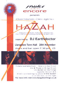poster for Llangollen Fringe gig on 20 November 2004