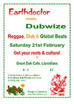 poster for Earthdoctor meets Dubwize gig on 21st. February 2004